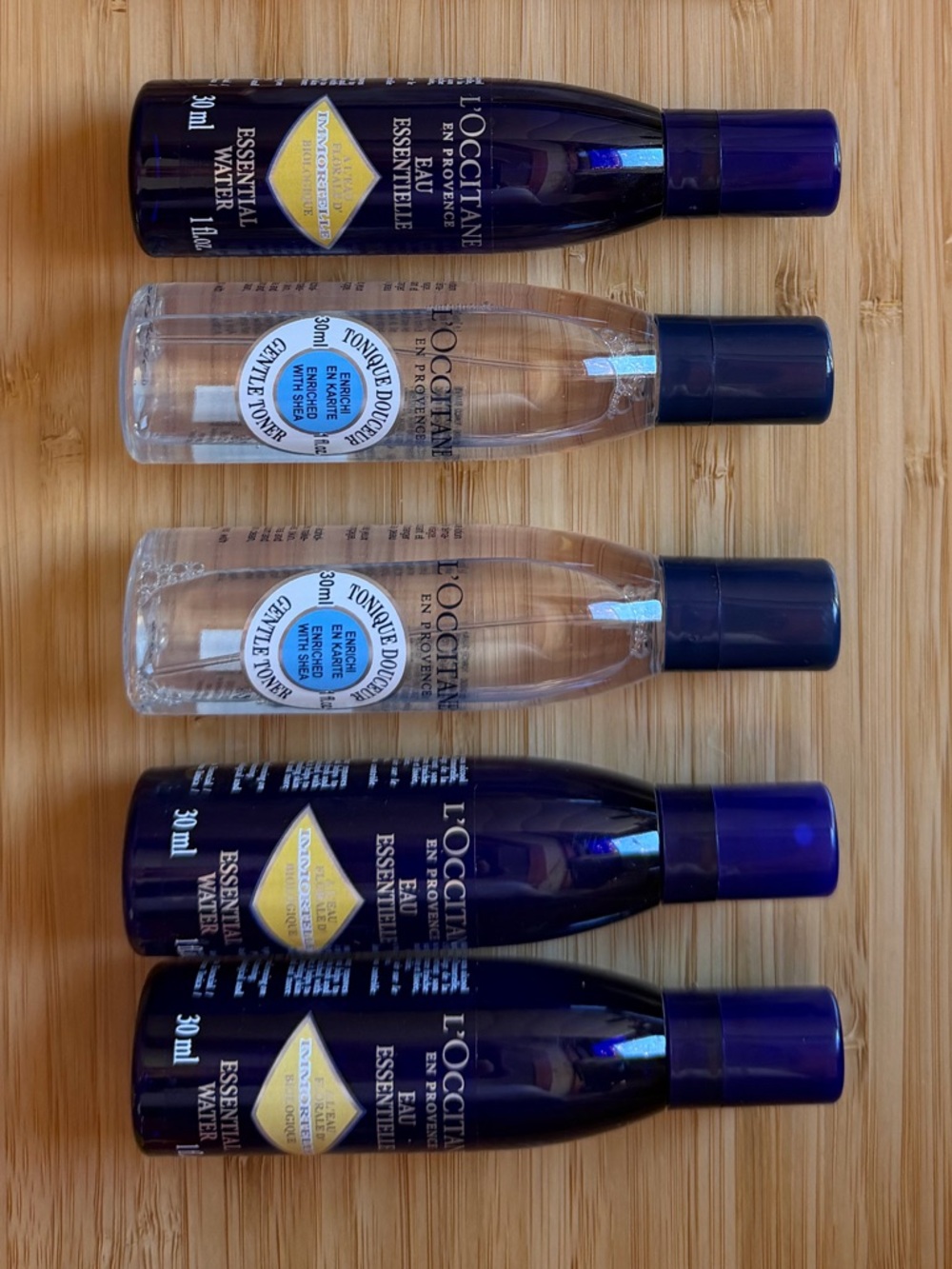 L'OCCITANE 5pcs Essential Water & Gentle Toner Travel Spray Bottle Set